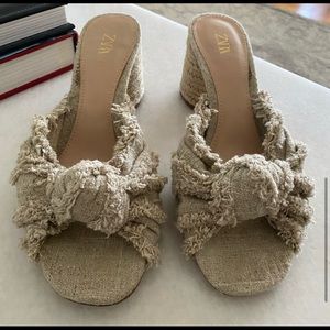 Zara Natural Mule Slide Sandals